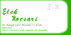 elek mocsari business card